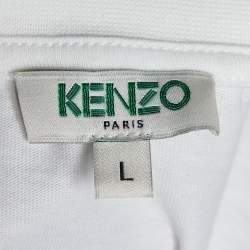 مملوكة مسبقًا Kenzo Navy & White Colorblock Tiger Print Cotton Crew Neck T-Shirt L