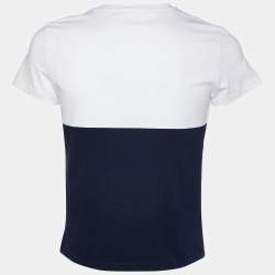 مملوكة مسبقًا Kenzo Navy & White Colorblock Tiger Print Cotton Crew Neck T-Shirt L