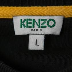 مملوكة مسبقًا سويتشيرت كينزو قطن أسود تطريز نمر مقاس كبير - لارج