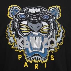 مملوكة مسبقًا سو يتشيرت كينزو قطن أسود تطريز نمر مقاس كبير - لارج