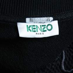 Kenzo Black Cotton Knit Tiger Embroidered Motif Sweatshirt L