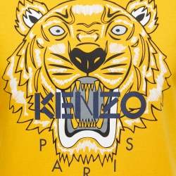مملوكة مسبقًا Kenzo Yellow Tiger Print Cotton Crew Neck T-Shirt S