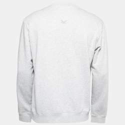 Pre Owned Kenzo Grey Logo Embroidered Cotton Knit Crew Neck Sweatshirt L