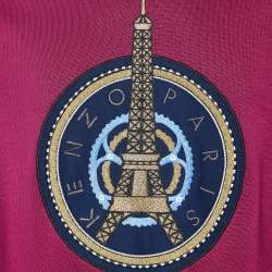 Kenzo Magenta Eiffel Tower Embroidered Cotton Crew Neck Sweatshirt L