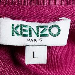 Kenzo Magenta Eiffel Tower Embroidered Cotton Crew Neck Sweatshirt L