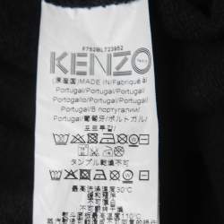 Kenzo Black Knit Logo Printed Sleeve Detailed Hoodie L