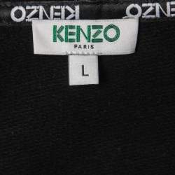 Kenzo Black Knit Logo Printed Sleeve Detailed Hoodie L