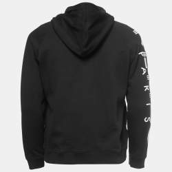 Kenzo Black Knit Logo Printed Sleeve Detailed Hoodie L