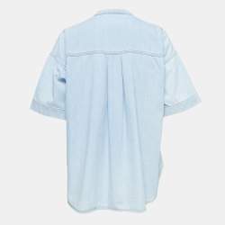 Pre Owned Kenzo Blue Denim Round Neck Short Sleeve Shirt M