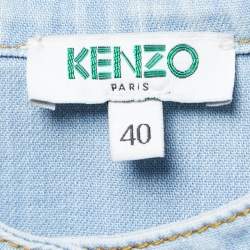 Pre Owned Kenzo Blue Denim Round Neck Short Sleeve Shirt M