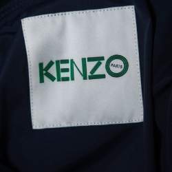 Pre Owned Kenzo Navy Blue Synthetic Hooded Windbreaker Jacket S