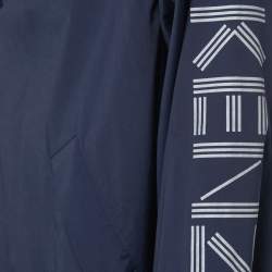 Pre Owned Kenzo Navy Blue Synthetic Hooded Windbreaker Jacket S