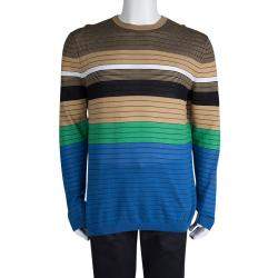 Pre Owned Kenzo Multicolor Striped Crew Neck Sweater L