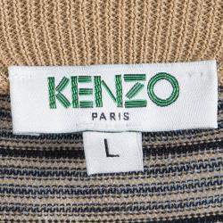 Pre Owned Kenzo Multicolor Striped Crew Neck Sweater L