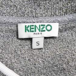 Pre Owned Kenzo Grey Cotton Knit Tiger Patch Detail Sweatshirt S