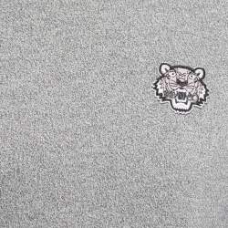 Pre Owned Kenzo Grey Cotton Knit Tiger Patch Detail Sweatshirt S