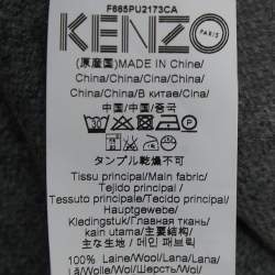 Pre Owned Kenzo Grey I Love You Embroidered Wool Crew Neck Sweater M