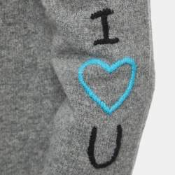 Pre Owned Kenzo Grey I Love You Embroidered Wool Crew Neck Sweater M