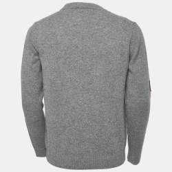 Pre Owned Kenzo Grey I Love You Embroidered Wool Crew Neck Sweater M