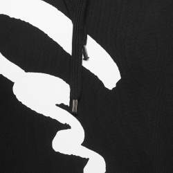 Pre Owned Kenzo Black Logo Print Cotton Knit Hoodie M