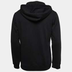 Pre Owned Kenzo Black Logo Print Cotton Knit Hoodie M