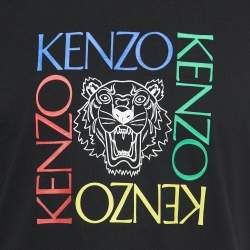 Kenzo Black Logo Print Cotton Crew Neck Half Sleeve T-Shirt L