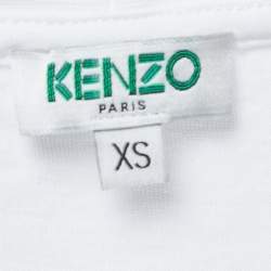 Kenzo White Logo Print Cotton Crew Neck Half Sleeve T-Shirt XS  