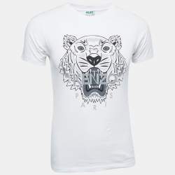 Kenzo White Logo Print Cotton Crew Neck Half Sleeve T-Shirt XS  