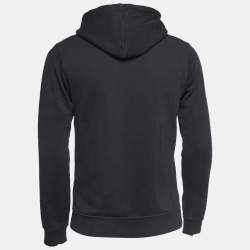 Pre Owned Kenzo Black Logo Embroidered Cotton Knit Hoodie XS