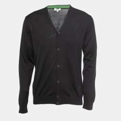 مملوكة مسبقًا Kenzo Black Wool Button Front Cardigan L