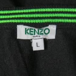 مملوكة مسبقًا Kenzo Black Wool Button Front Cardigan L