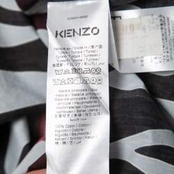 Pre Owned Kenzo Slate Blue Flame Print Cotton Short Sleeve Bowling Shirt L