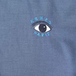 Pre Owned Kenzo Navy Blue Cotton Eye Embroidered Button Down Shirt M