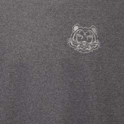 Kenzo Grey  Logo Embroidered Cotton Crew Neck Sweatshirt L