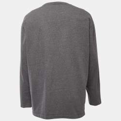 Kenzo Grey  Logo Embroidered Cotton Crew Neck Sweatshirt L