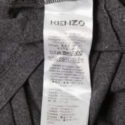 Kenzo Grey  Logo Embroidered Cotton Crew Neck Sweatshirt L