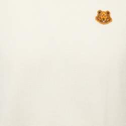 Pre Owned Kenzo Cream Tiger Patch Wool Crew Neck Sweater L