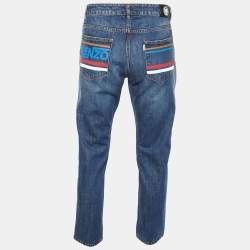 مملوكة مسبقًا Kenzo Navy Blue Denim Cropped Slim Fit Jeans L Waist 35"