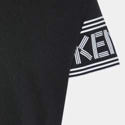 Pre Owned Kenzo Black Cotton Knit Logo Cuff Printed T-Shirt L
