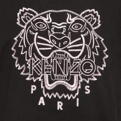 Pre Owned Kenzo Black Tiger Embroidered Cotton Short Sleeve T-Shirt M