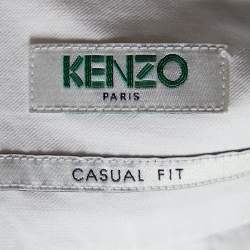 Pre Owned Kenzo White Cotton Tiger Embroidered Casual Fit Shirt L