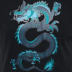 Pre Owned Kenzo Black Dragon Print Cotton Crew Neck Half Sleeve T Shirt M