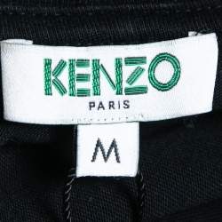 Pre Owned Kenzo Black Dragon Print Cotton Crew Neck Half Sleeve T Shirt M