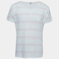 Kenzo White/Pink Patterned Cotton Crew Neck Half Sleeve T-Shirt M