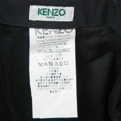 Kenzo Grey Wool Pleated High Waist Belted Trousers L