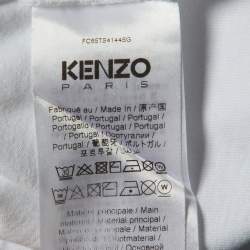 Pre Owned Kenzo White Logo Printed Cotton Knit T-Shirt S