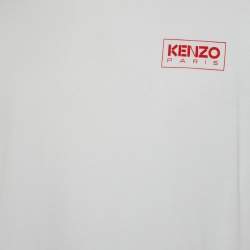 Pre Owned Kenzo White Logo Printed Cotton Knit T-Shirt S