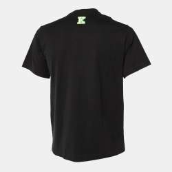 مملوكة مسبقًا Kenzo Black Pixel Logo Embroidered Cotton Knit T-Shirt S