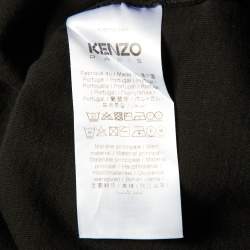 Pre Owned Kenzo Black Cotton Knit Boke Flower Applique T-Shirt S
