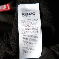 Pre Owned Kenzo Black Cotton Logo Patch Drawstring Joggers S